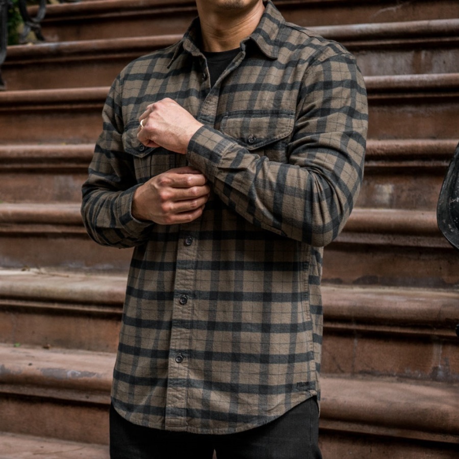 アラスカ ガイド シャツ カワウソ 緑黒 チェック柄 月曜日