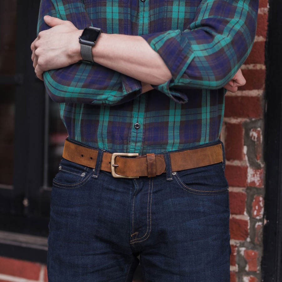 バーント コッパー メンズ ヘリテージ レザー ベルト サタデー