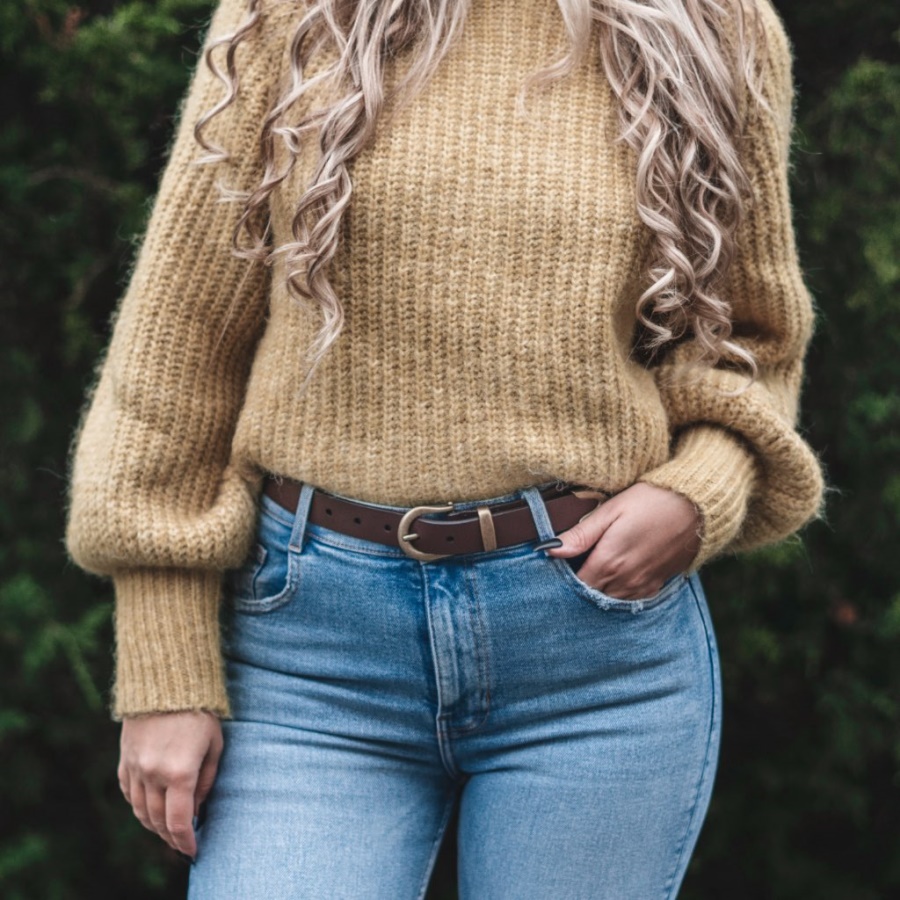 女性用ウエスタンレザーベルトブラウンサーズデー