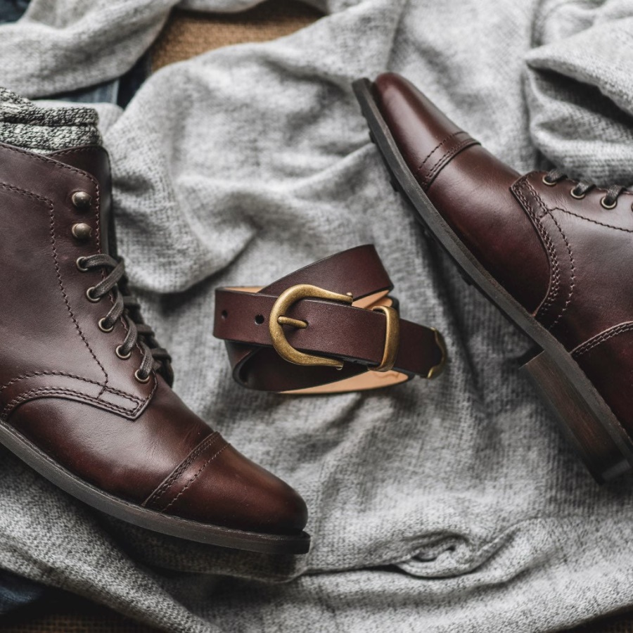 女性用ウエスタンレザーベルトブラウンサーズデー