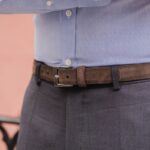 ダークオリーブスエードチューズデイメンズクラシックレザーベルト - 画像 (4)